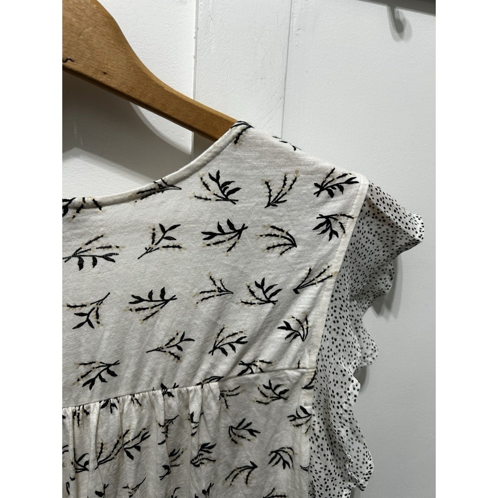 Lucky Brand Short Sleeve Ivory Floral Shirt Business casual career breathable LG - Picture 2 of 13